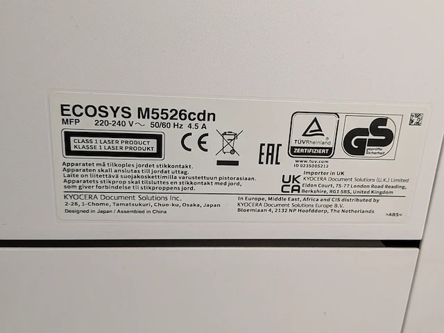 All-in-one printer, kyocera, ecosys m5526cdn - afbeelding 6 van  9