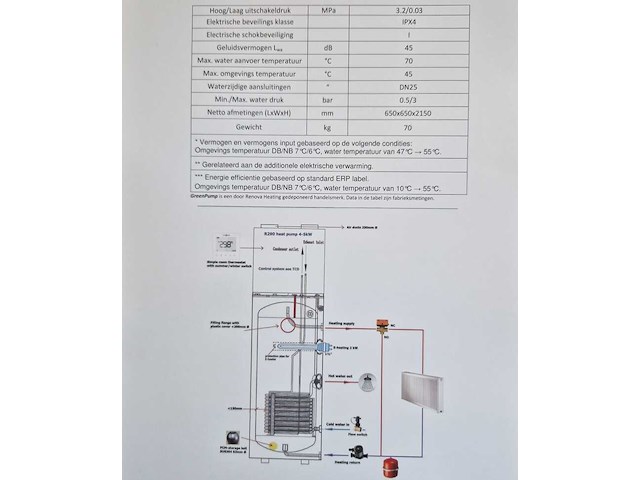 All-in one warmtepomp 4,5 kw + 200l buffervat, greenpump, grijs - afbeelding 2 van  2