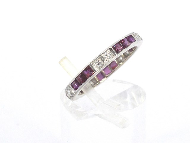 Alliance ring met natuurlijke diamanten en robijnen - afbeelding 3 van  9