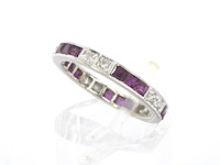 Alliance ring met natuurlijke diamanten en robijnen - afbeelding 4 van  9