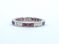 Alliance ring met natuurlijke diamanten en robijnen - afbeelding 1 van  9