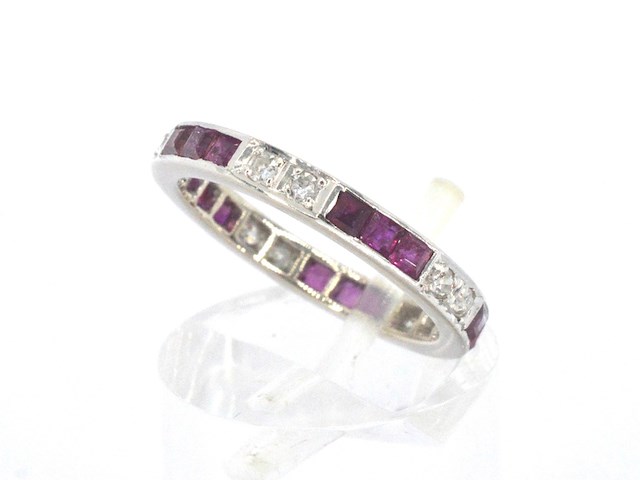Alliance ring met natuurlijke diamanten en robijnen - afbeelding 4 van  9