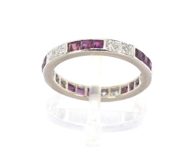 Alliance ring met natuurlijke diamanten en robijnen - afbeelding 5 van  9