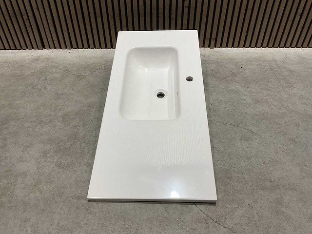Allibert - 100cm plan polybeton 1v blanc - 821285 - badkamer wastafels 5 stuks - afbeelding 6 van  43