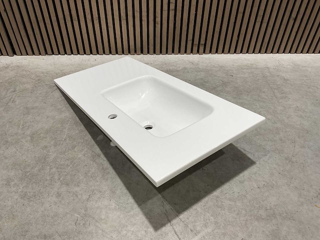 Allibert - 100cm plan polybeton 1v blanc - 821285 - badkamer wastafels 5 stuks - afbeelding 9 van  43