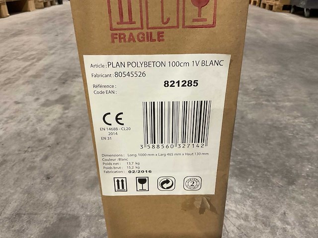 Allibert - 100cm plan polybeton 1v blanc - 821285 - badkamer wastafels 5 stuks - afbeelding 31 van  43