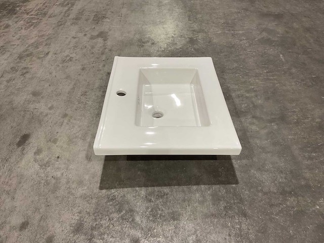 Allibert - 60cm plan ceramique carre 1v blanc - 822671 - wasbak - afbeelding 30 van  34