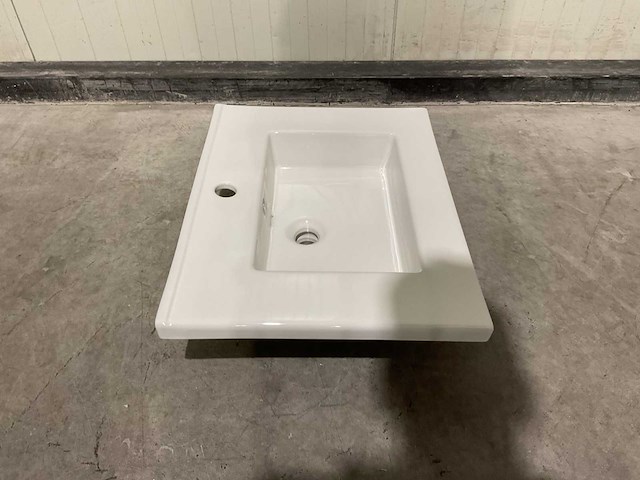 Allibert - 60cm plan ceramique carre 1v blanc - 822671 - wasbak - afbeelding 22 van  34