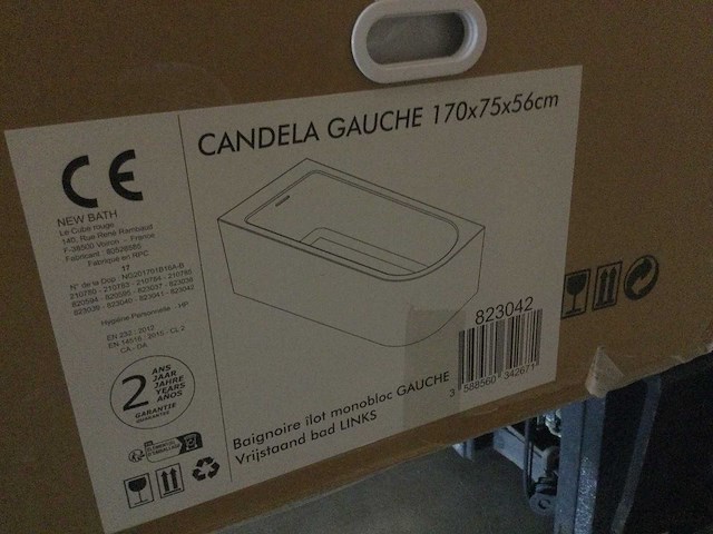 Allibert - candela gauche - vrijstaand bad links 170x75 cm - afbeelding 2 van  5