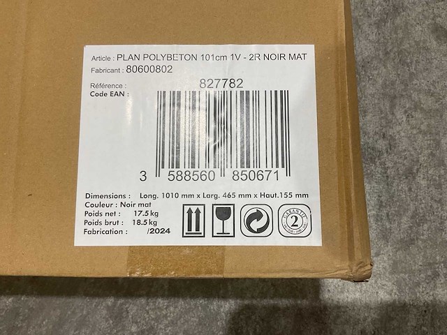 Allibert 101cm plan polybeton 1v 2r 827782 wastafels 6 stuks - afbeelding 7 van  42
