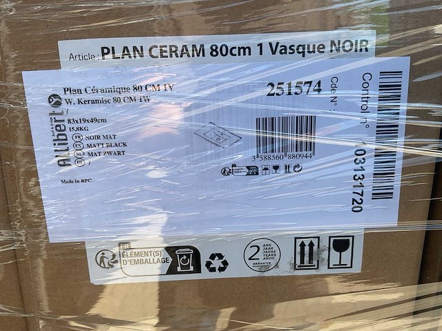 Allibert 80cm plan qeramique 1v 251574 wastafels (23x) - afbeelding 37 van  42