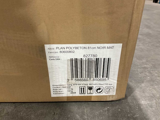 Allibert 81cm plan polybeton noir mat 827780 wasbak - afbeelding 5 van  34