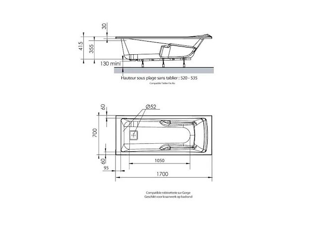 Allibert aero confort b ligbad - afbeelding 2 van  2