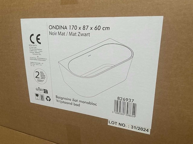 Allibert ondina ligbad mat zwart - afbeelding 3 van  4