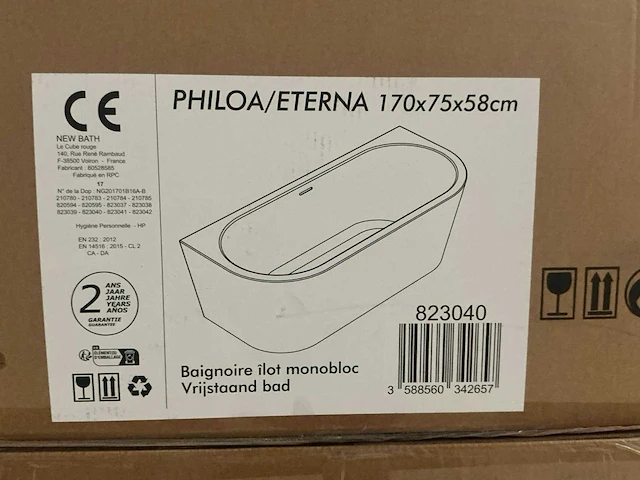 Allibert philoa/ eterna vrijstaande bad (170x75 cm) - afbeelding 3 van  3