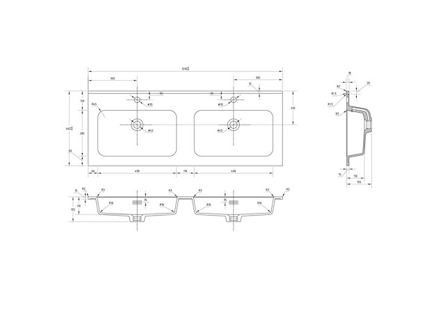 Allibert shadow 121cm wastafel - afbeelding 3 van  5