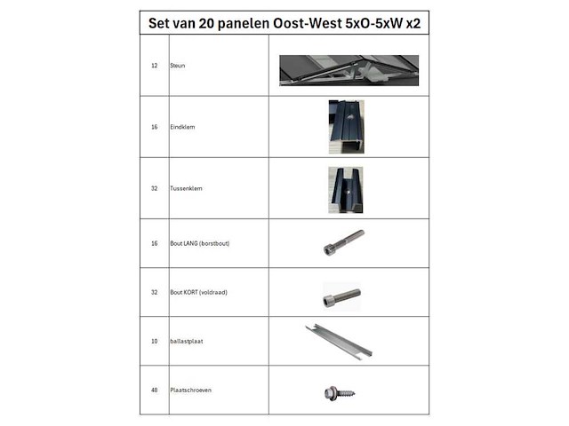 Allimex - montageset van 20 panelen oost-west 5xo-5xw 2x - afbeelding 2 van  9