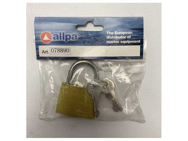 Allpa messing hangslot met roestvrijstalen beugel - 078890 - afbeelding 1 van  1