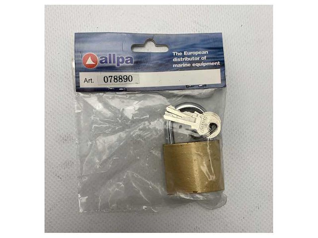 Allpa messing hangslot met roestvrijstalen beugel - 078895 - afbeelding 1 van  1