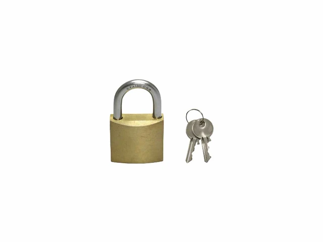 Allpa messing hangslot met rvs beugel - 078890 - afbeelding 1 van  4