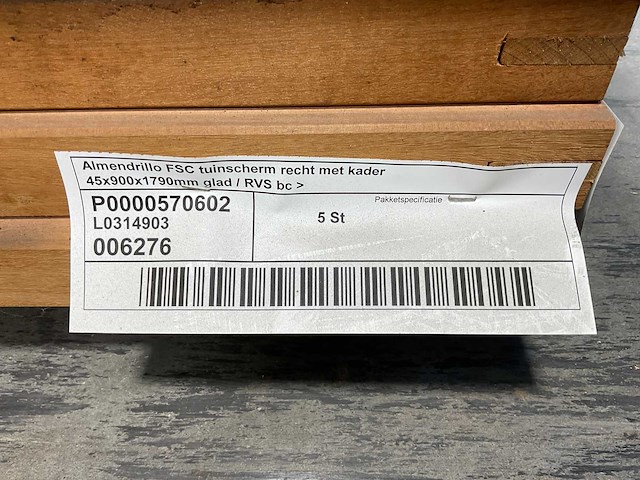 Almendrillo tuinscherm 20-planks met kader - 179x90x4,5 cm (6x) - afbeelding 5 van  7