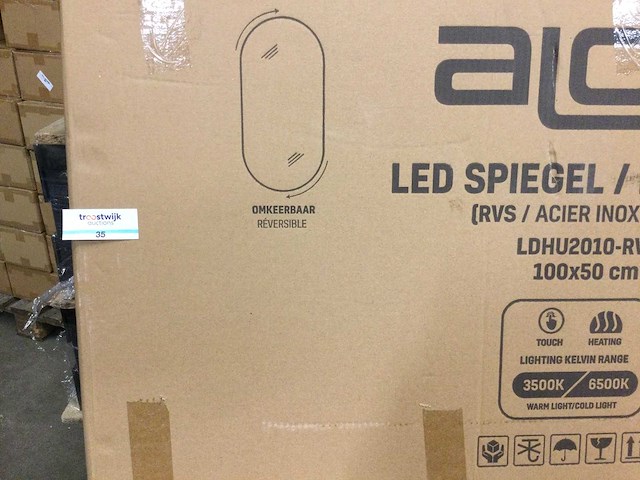 Aloni - lina - ledspiegel ovaal geborsteld rvs 100x50 cm - afbeelding 2 van  3