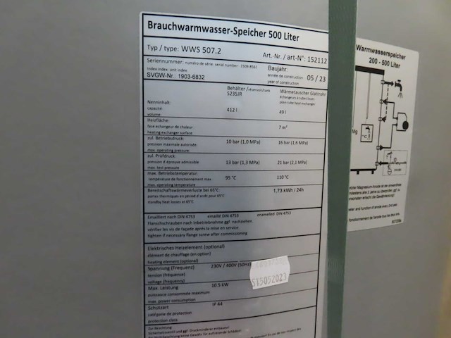 Alpha innotec - 2023 - wws 507.2 - buffervat 500l - afbeelding 2 van  3