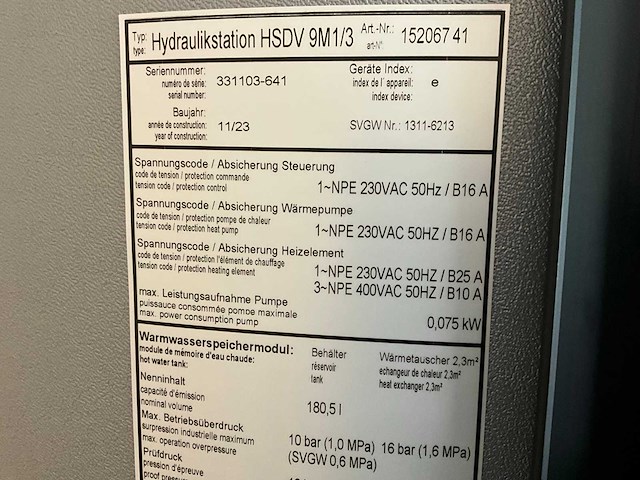 Alpha innotec htd 9 hdydrauliek station hsdv 9m1/3 180 liter - afbeelding 10 van  11