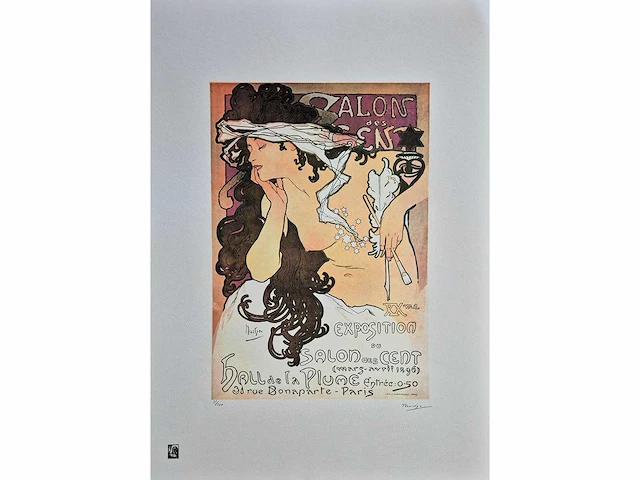 Alphonse mucha - litho - 70 x 50 - afbeelding 1 van  4