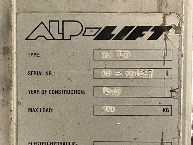 Alplift - 1999 - lm 750 - materiaallift - afbeelding 5 van  6