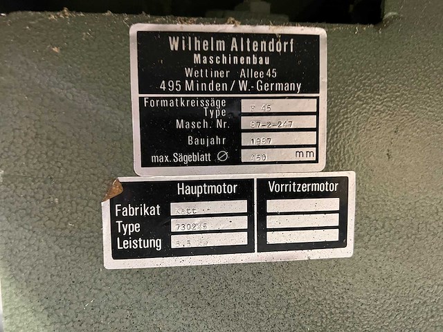 Altendorf - 1987 - f45 - formaatcirkelzaagmachine - afbeelding 8 van  8