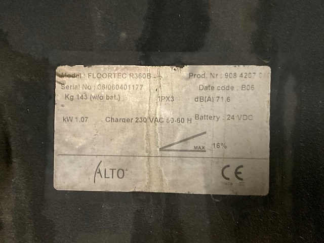 Alto - floortec r360b - zelfrijdende electrische veegmachine - afbeelding 5 van  13