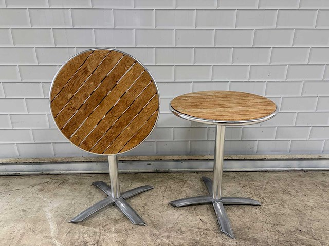Aluminium hout bistroklaptafel (2x) - afbeelding 1 van  5
