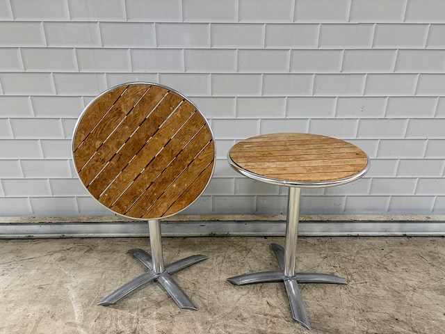 Aluminium hout bistroklaptafel (2x) - afbeelding 2 van  5