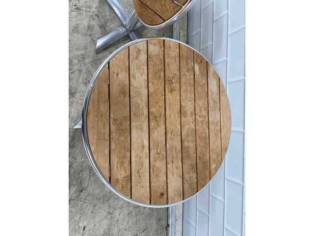Aluminium hout bistroklaptafel (2x) - afbeelding 4 van  5