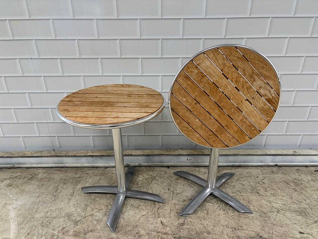 Aluminium hout bistroklaptafel (2x) - afbeelding 2 van  5
