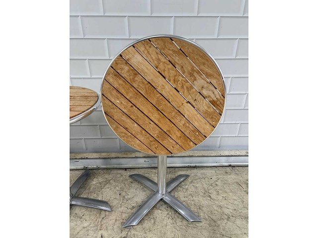 Aluminium hout bistroklaptafel (2x) - afbeelding 3 van  5