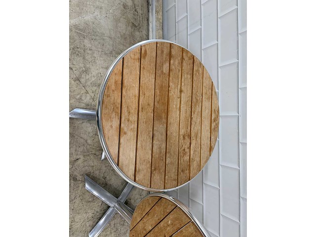 Aluminium hout bistroklaptafel (2x) - afbeelding 5 van  5
