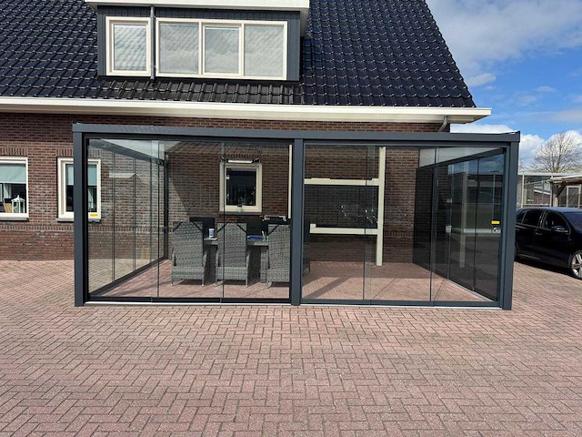 Aluminium overkapping 6x2,5m – polycarbonaat opaal 16mm – antraciet ral 7016 - afbeelding 6 van  12