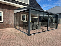 Aluminium overkapping 6x2,5m – polycarbonaat opaal 16mm – antraciet ral 7016 - afbeelding 7 van  12