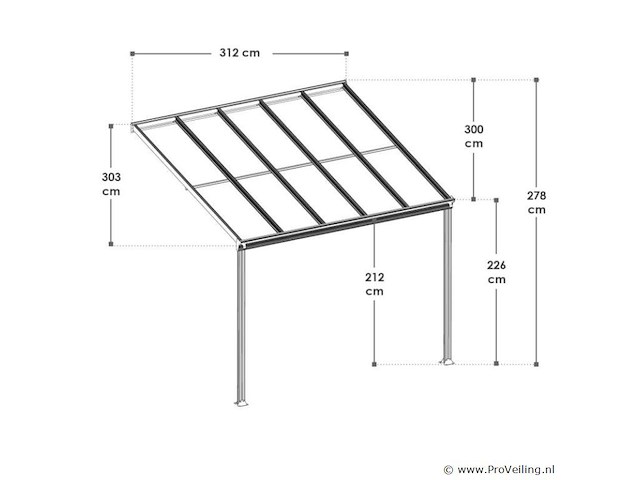 Aluminium terrasoverkapping borneo 3 x 3 m - grijs - afbeelding 9 van  9
