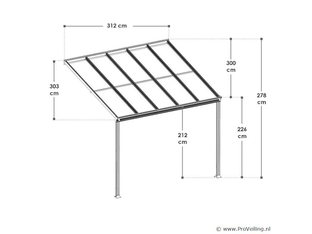 Aluminium terrasoverkapping borneo 3 x 3 m - grijs - afbeelding 9 van  9