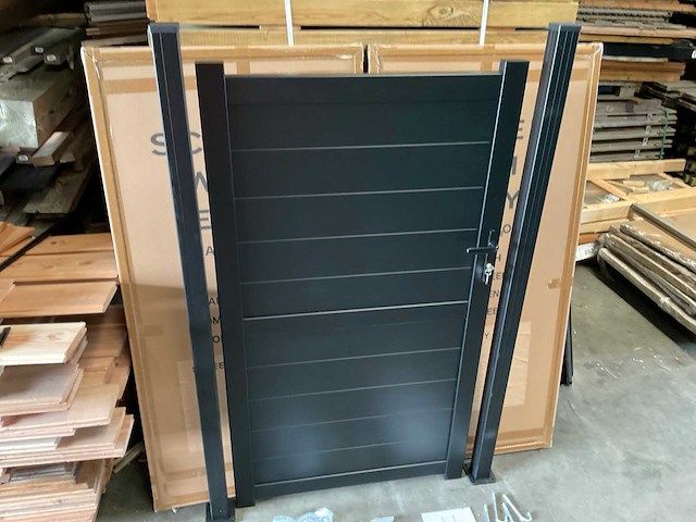 Aluminium tuinpoort zwart gecoat - 100x180 cm - afbeelding 5 van  12