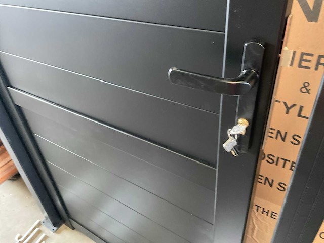 Aluminium tuinpoort zwart gecoat - 100x180 cm - afbeelding 7 van  12