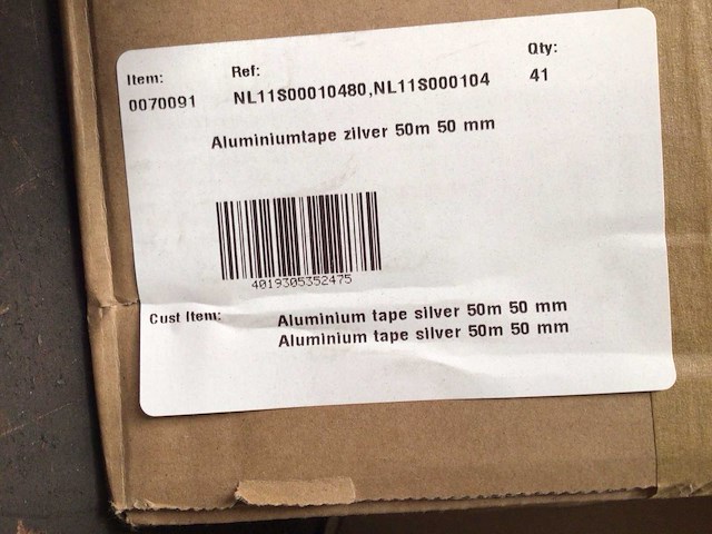 Aluminiumtape zilver 50m 50mm(24x) - afbeelding 2 van  2