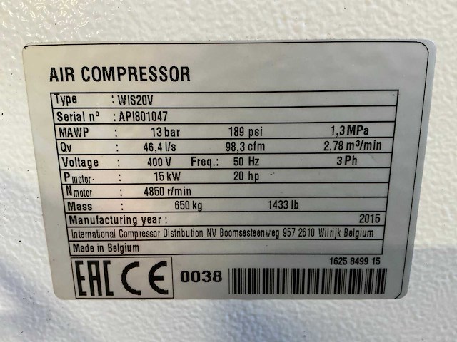 Alup 2015 wis 20v schroefcompressor - afbeelding 2 van  15