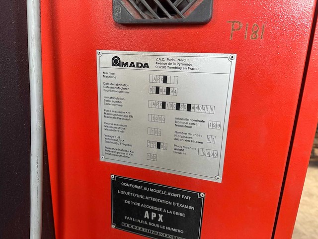 Amada - 1994 - apx 103 - cnc-kantbank - afbeelding 7 van  15