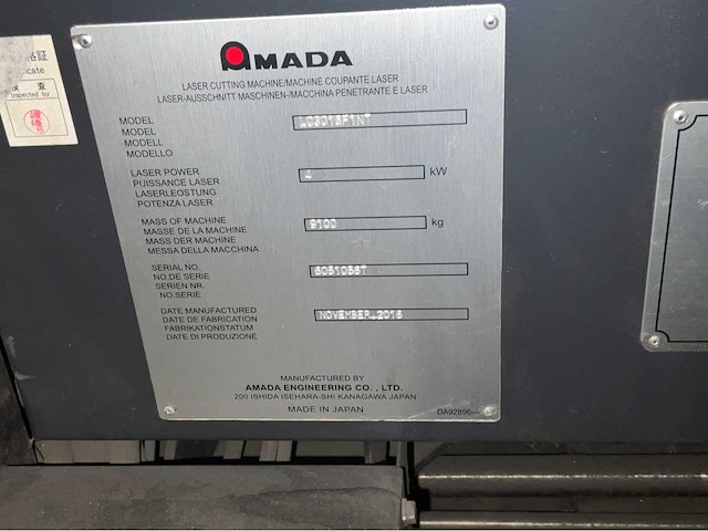 Amada - 2016 - lc3015 f1 nt - cnc lasersnijmachine met automatisatie toren - afbeelding 5 van  25