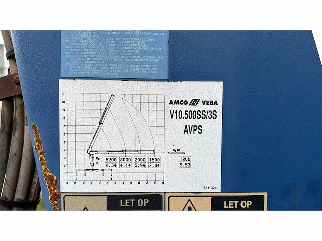 Amco veba v105003s 5.2t hydraulische autolaadkraan - afbeelding 4 van  5