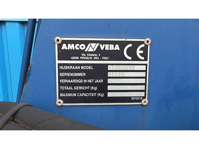 Amco veba v105003s 5.2t hydraulische autolaadkraan - afbeelding 6 van  6